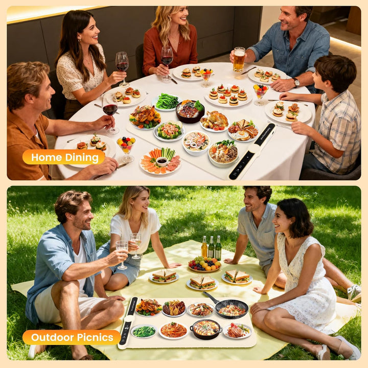 Warmhalteplatte Elektrisch,Speisenwärmer Ganzflächige Erwärmung,8s Schnellheizung, 9-stufig einstell