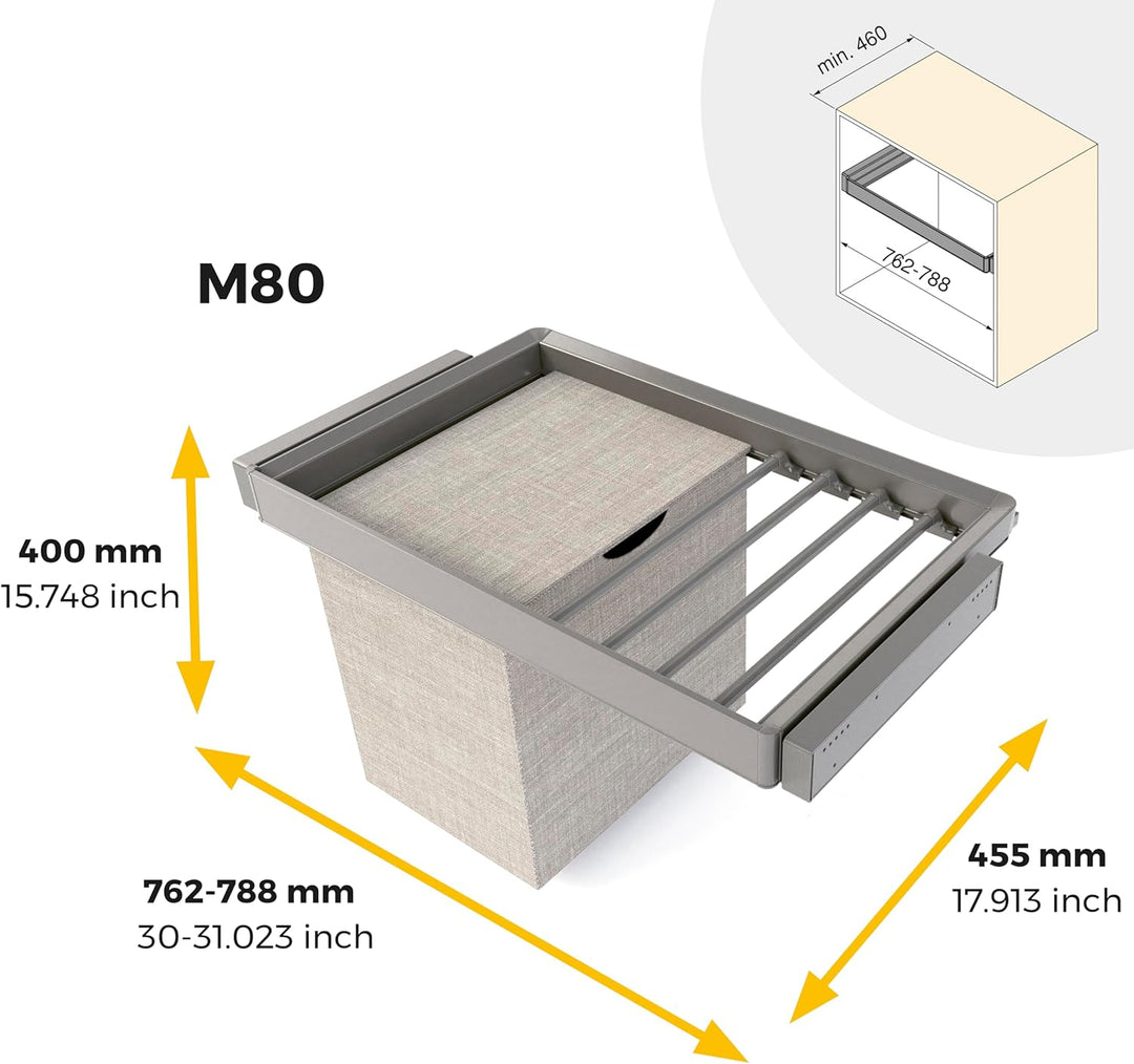 Emuca - Satz aus 7-Stangen-Hosenhalter, Wäschekorb und ahmen für Schrank Quartz, mit Soft-Close- und
