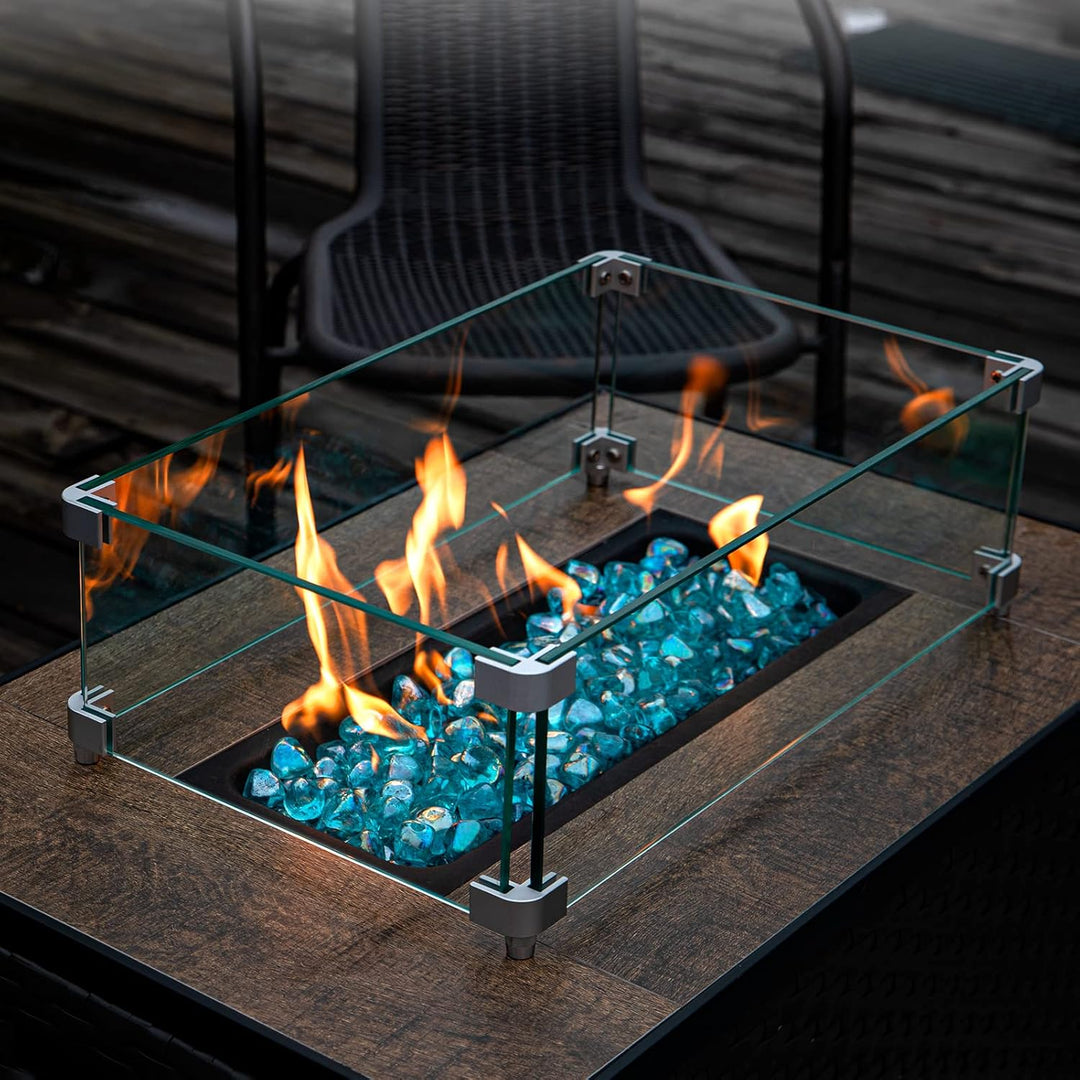 GASPRO 4,5 kg Feuerglas Diamanten 2,5 cm, reflektierendes Karibikblau Feuerstelle Glas für Gas-Feuer