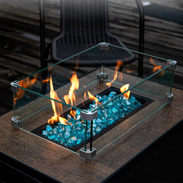 GASPRO 4,5 kg Feuerglas Diamanten 2,5 cm, reflektierendes Karibikblau Feuerstelle Glas für Gas-Feuer
