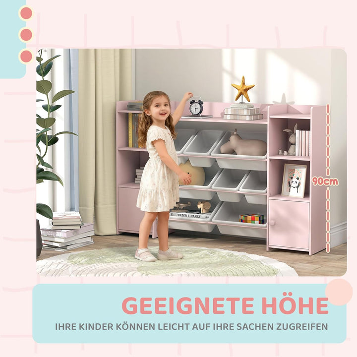 AIYAPLAY Kinderregal, Spielzeugregal Bücherregal mit 8 herausnehmbaren Aufbewahrungsboxen, 4 offenen