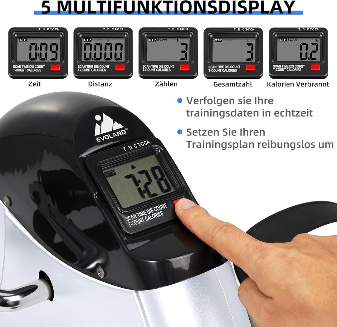 EVOLAND Heimtrainer Mini Fitnessbike, Arm und Beintrainer Pedaltrainer mit LCD Display, Hometrainer