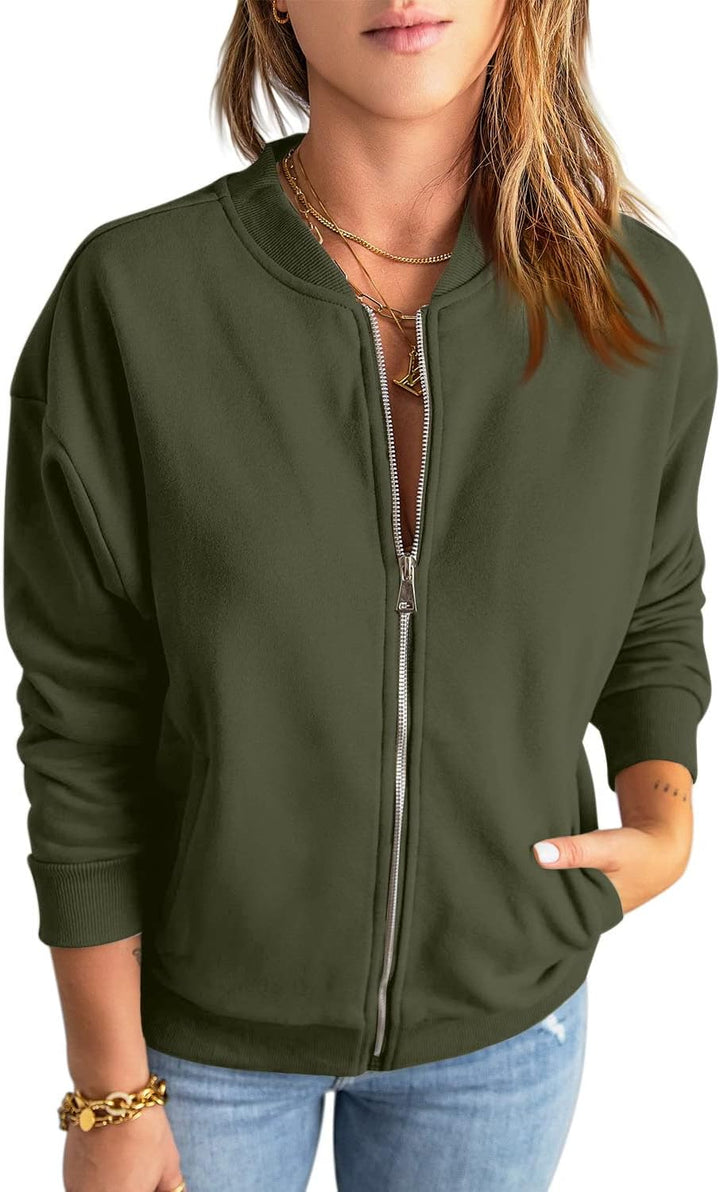 GeGekoko Zip Sweatshirt Damen übergrosse Jacket Sweatshirt Einfarbige Loose Langarm Tops Oberteile m