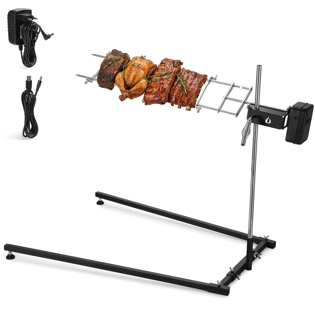 Onlyfire Edelstahl Spanferkelgrill mit Motor, Elektrischer Drehspiess, Höhenverstellbarer Spiessgril