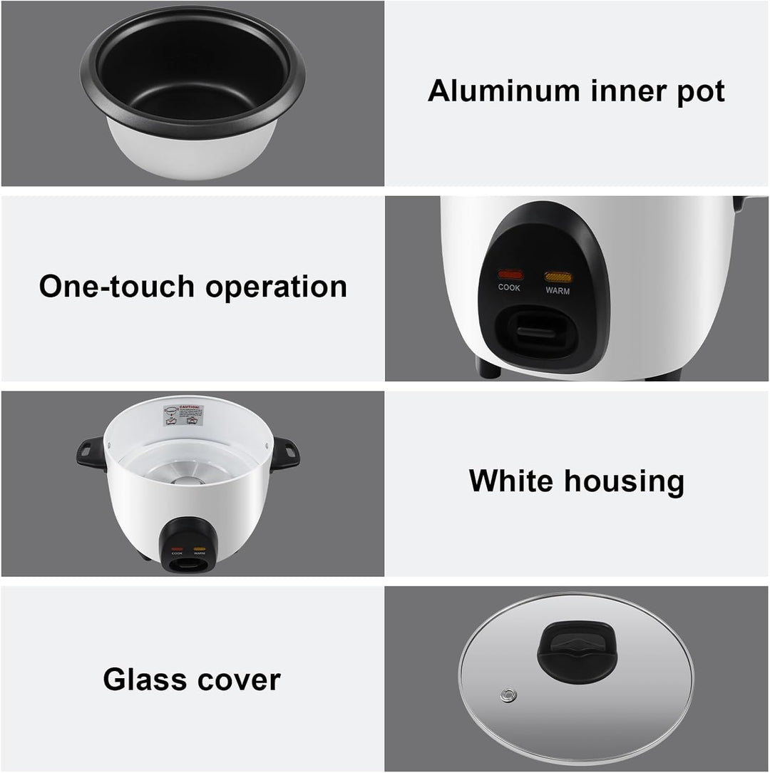 Reiskocher mit Warmhaltefunktion, Elektrischer Rice Cooker klein 1 Liter, Antihaftbeschichtete, mit