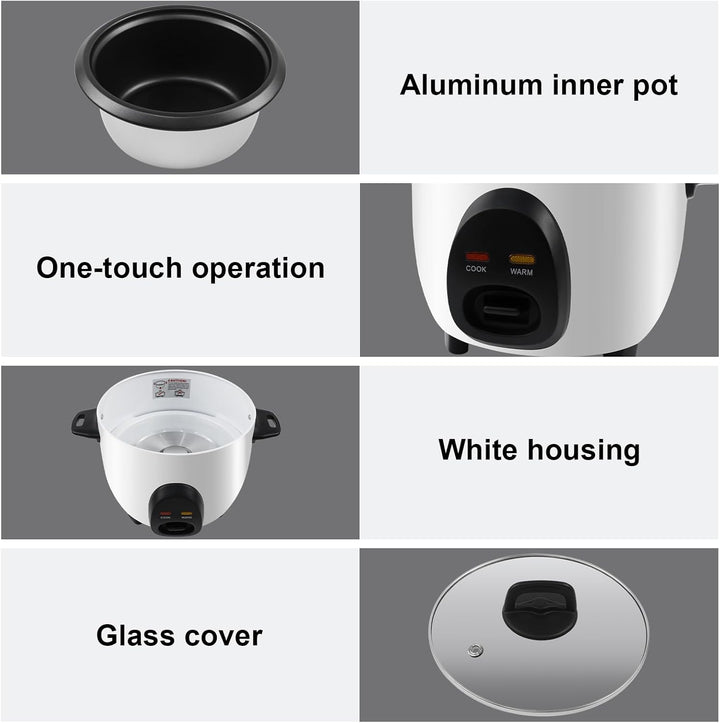 Reiskocher mit Warmhaltefunktion, Elektrischer Rice Cooker klein 1 Liter, Antihaftbeschichtete, mit