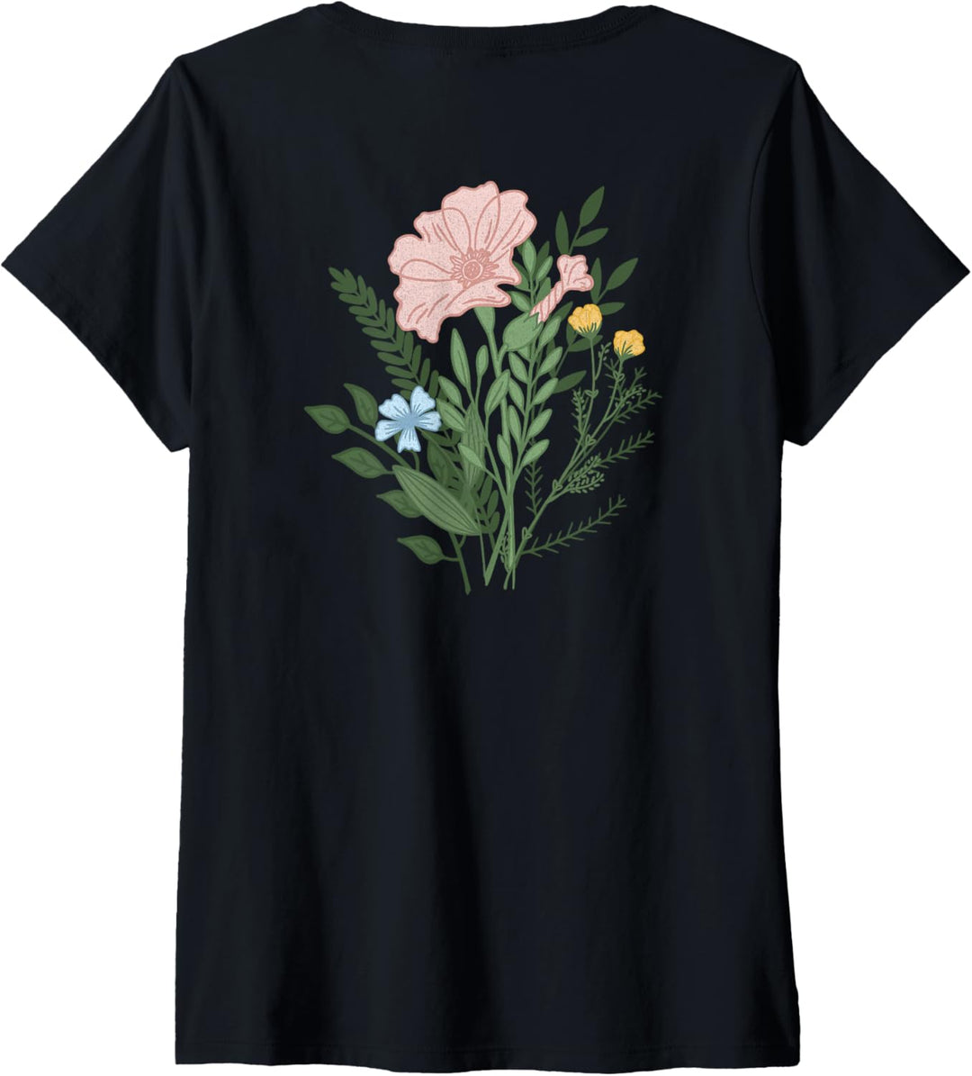 Damen Trendy Kindness Matters Simple Text Floral Bouquet T-Shirt mit V-Ausschnitt