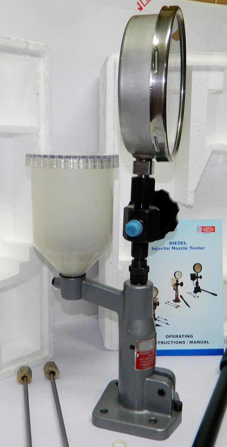AG Neovo Diesel Injector Nozzle Pop Tester mit 600 BAR / 0-8500 PSI Dual Scale Gauge