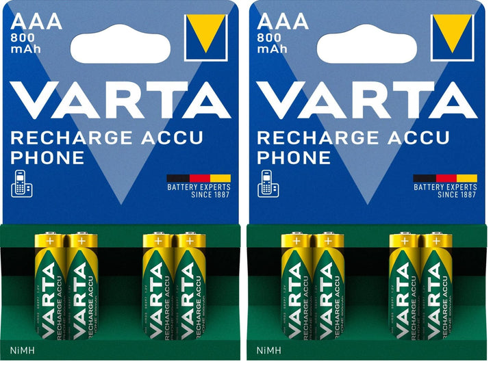 VARTA Batterien AAA, wiederaufladbar, 4 Stück, Recharge Accu Phone, Akku, 800 mAh NI-MH, sofort eins