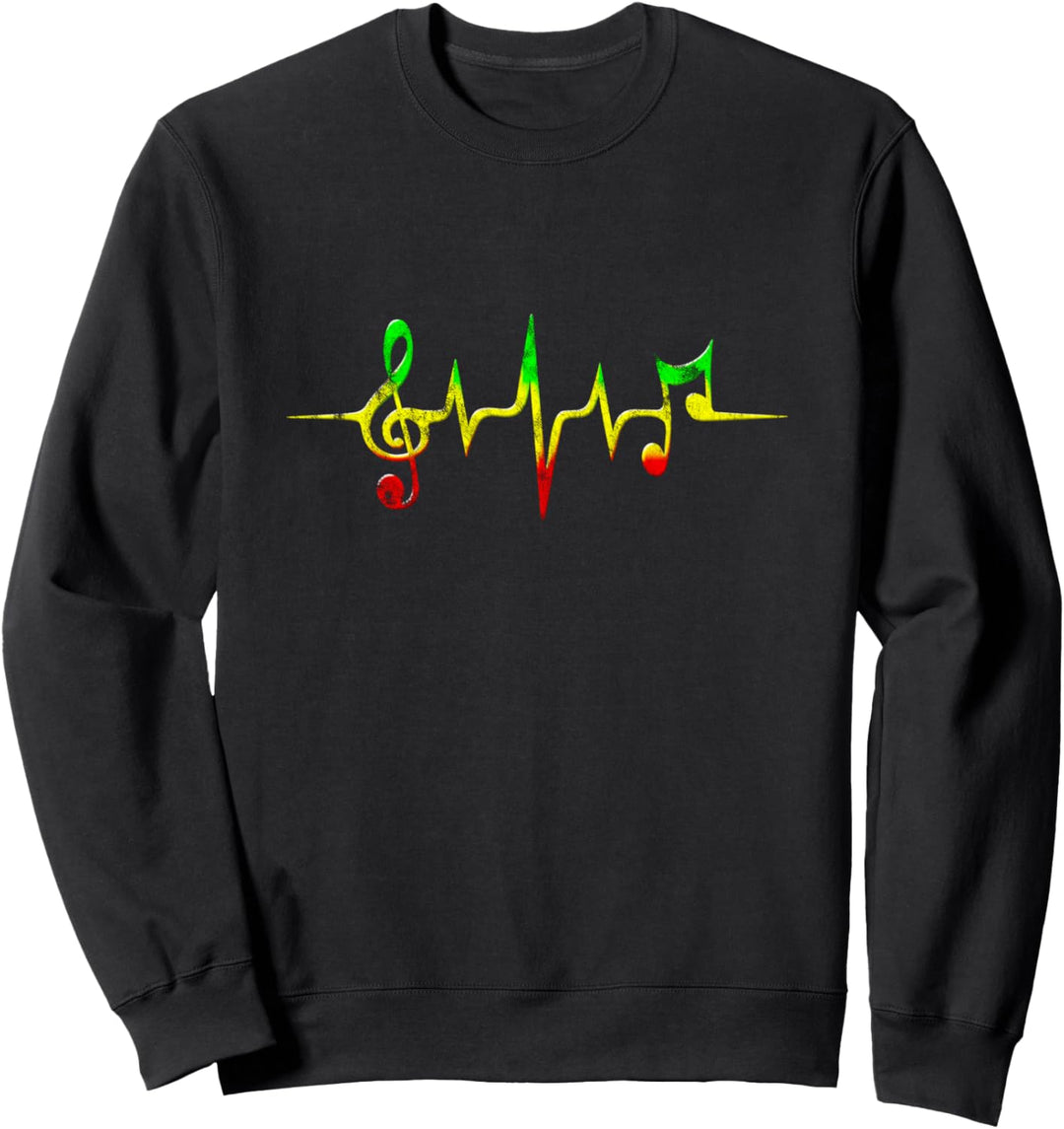 Reggae Herzschlag Puls Frequenz Musik Musiknoten T-shirt Sweatshirt
