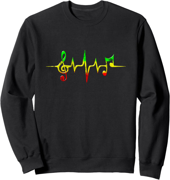 Reggae Herzschlag Puls Frequenz Musik Musiknoten T-shirt Sweatshirt