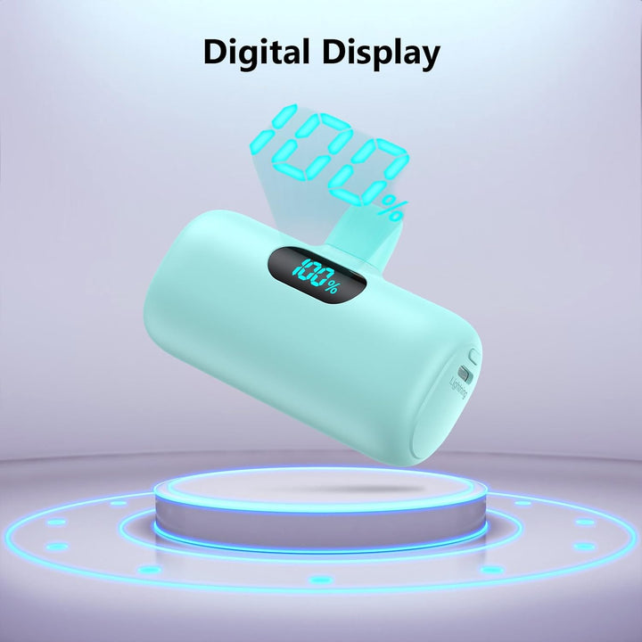 Mini Power Bank für iPhone 5000mAh, Upgrade 15W PD 3.0A Schnellladung, Leicht-Kompakt Powerbank LCD