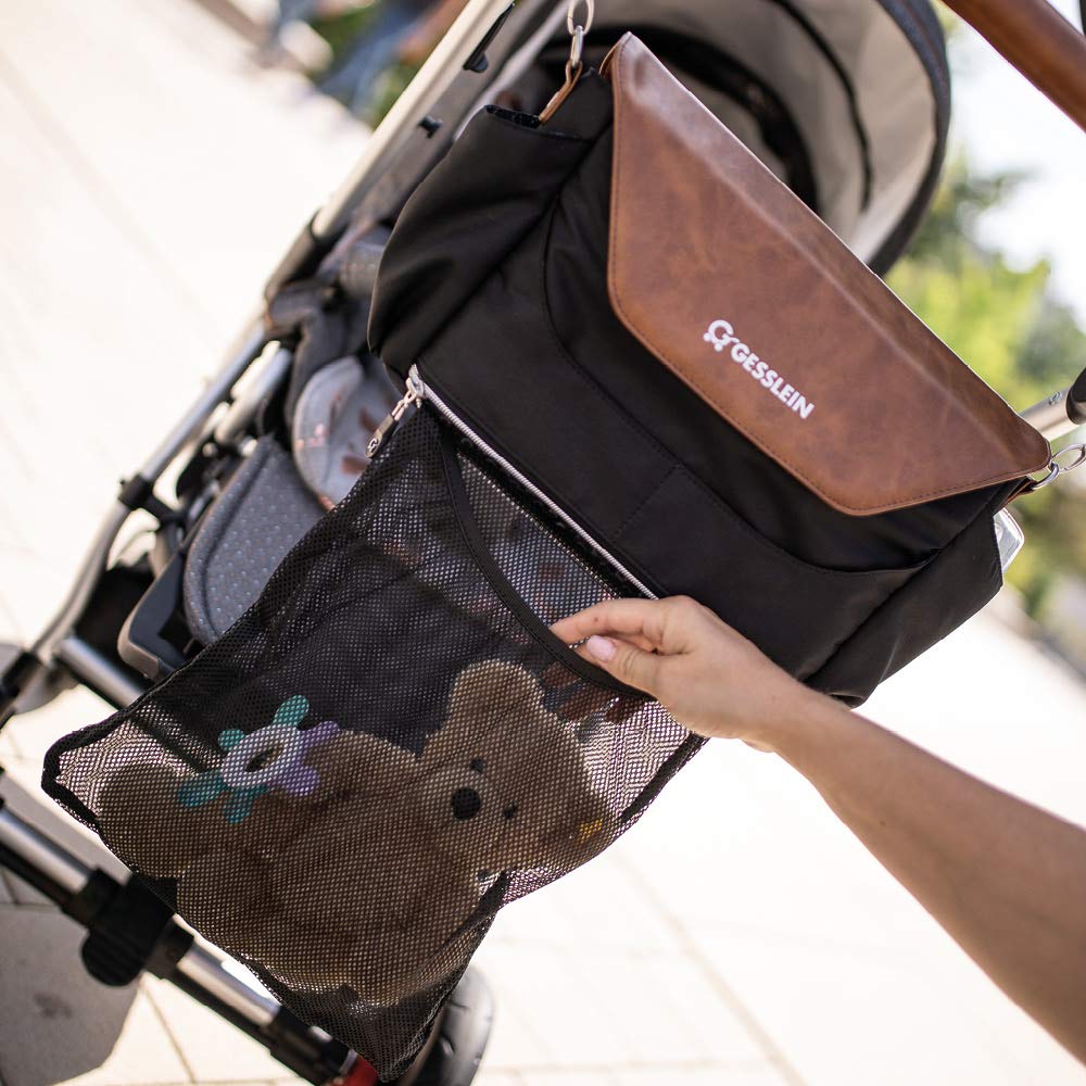 Gesslein Praktischer Organizer für den Kinderwagen in Lederoptik, schwarz