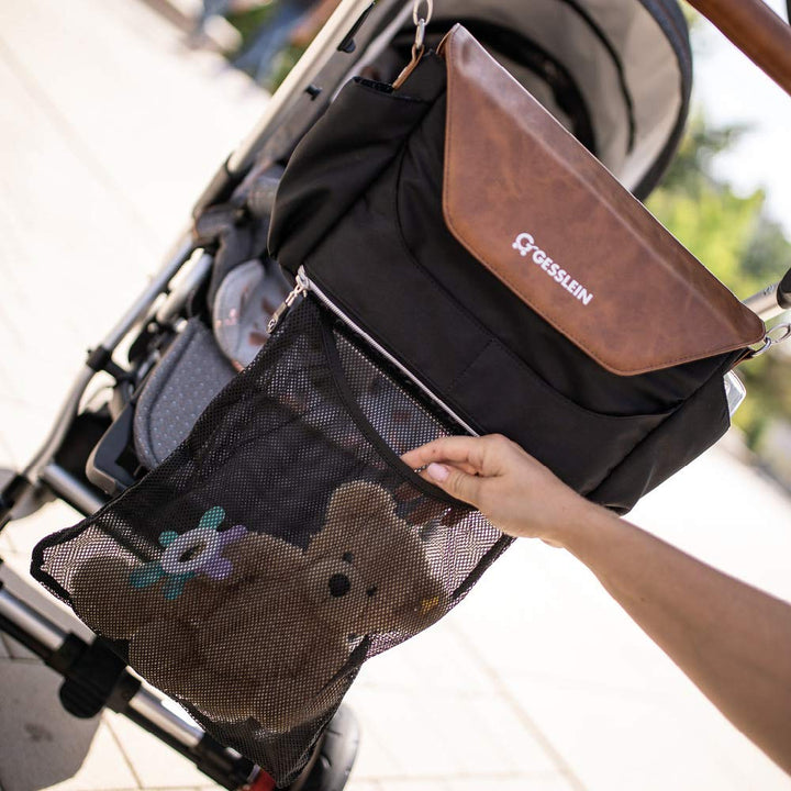 Gesslein Praktischer Organizer für den Kinderwagen in Lederoptik, schwarz
