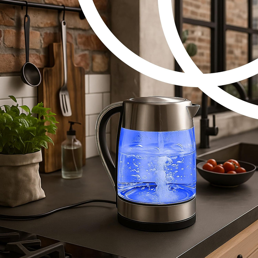 Retoo Glas Wasserkocher Elektrischer 1.7L 2200W Edelstahl, Überhitzungsschutz, Warmhaltefunktion, BP