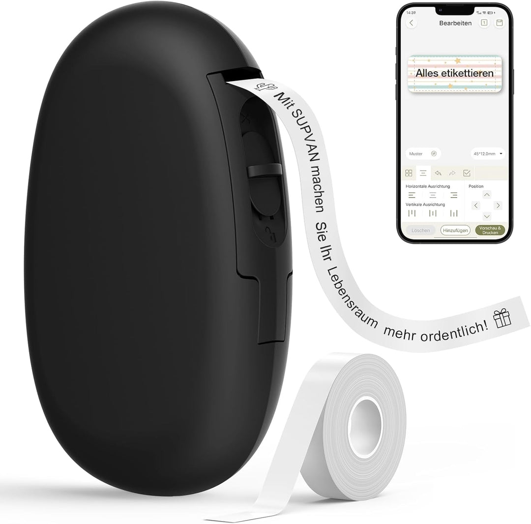 SUPVAN Katasymbol Etikettendrucker, Mini Bluetooth E10 Selbstklebendes Etikettiergerät - Tragbarer L