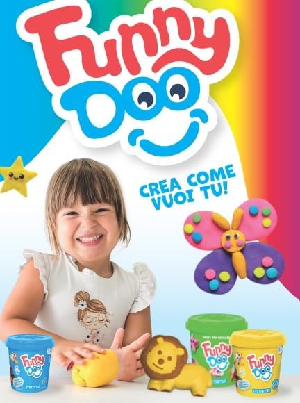 Mitama Funny Doo – Friseur-Spielset mit 15 Dosen Knete, Knetwerkzeug, Zubehör und Aufklebern, kreati