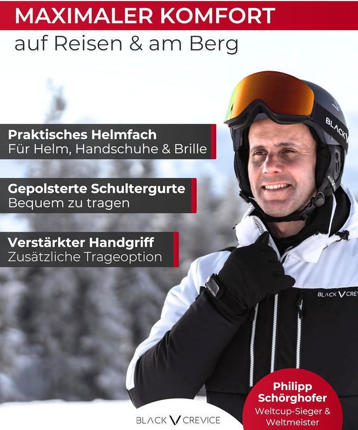 BLACK CREVICE Skischuh- & Helmtasche I Tasche für Snowboardschuhe / Skischuhe & Helme I Verstellbare