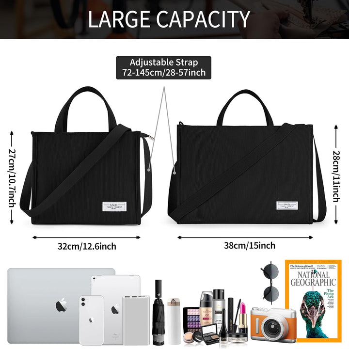 KALIDI Cord Tasche Umhängetasche Damen mit Reissverschluss, Handtasche Schultertasche Shopper für Sc