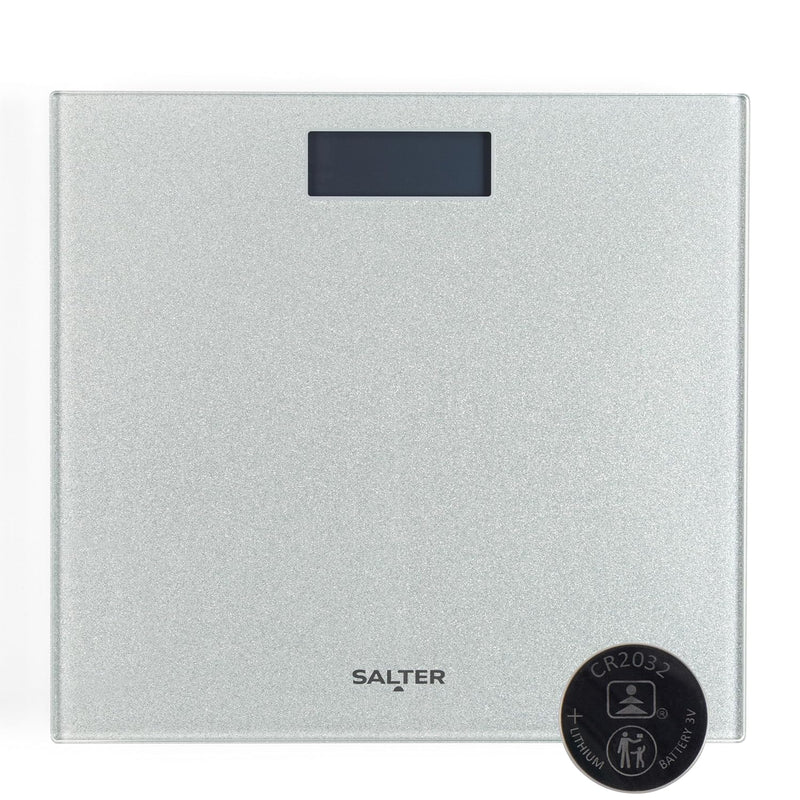 Salter 9037 SVGL3R Digitale Badezimmerwaage - Silber Glitzer Plattform Aus Gehärtetem Glas, Elektron