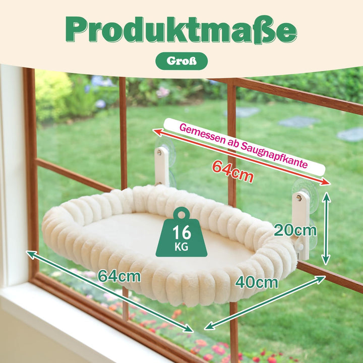 Zakkart SnugCloud Faltbare Katzenfensterstange – schnurlos, ultraweich, maschinenwaschbar, Bett mit