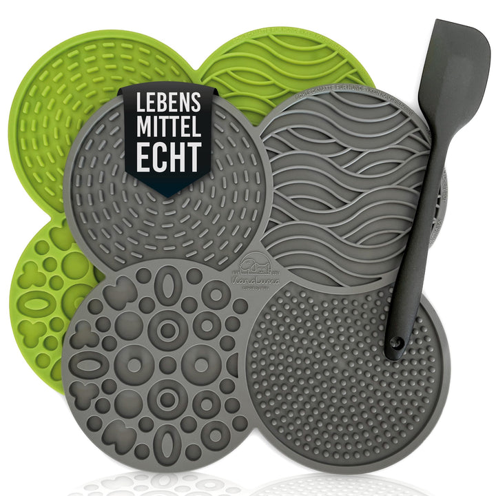Schleckmatte für Hunde I Lebensmittelecht vom TÜV SÜD geprüft I 23x23 cm I 2 Stück + Spatel I Hundel