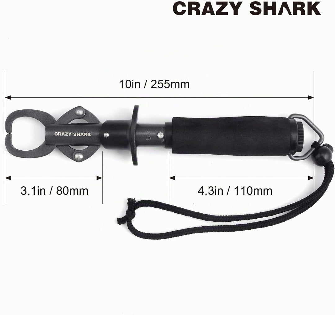 CRAZY SHARK Fish Lip Grabber aus Edelstahl Fischhalter mit Waage Grau, Grau