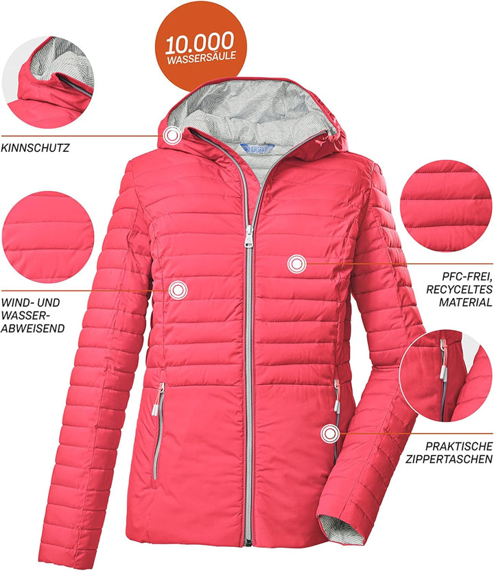 Killtec Damen Kos 117 Wmn Qltd Jckt Steppjacke mit Kapuze/Jacke in Daunenoptik 36 coral pink, 36 cor