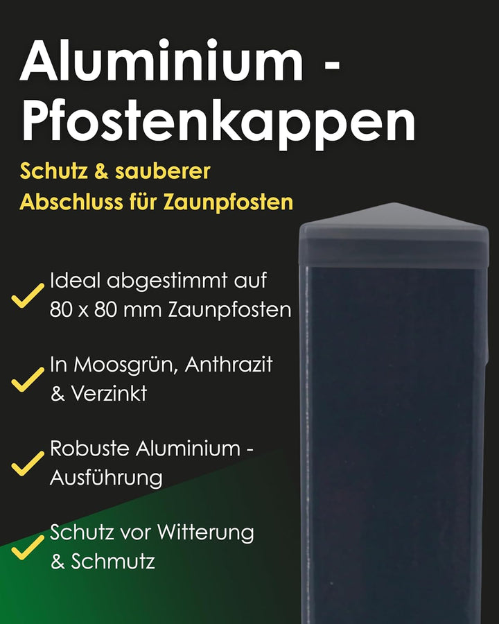 Zaundirekt Alu Pfostenkappe 80x80mm in RAL 7016 Anthrazit