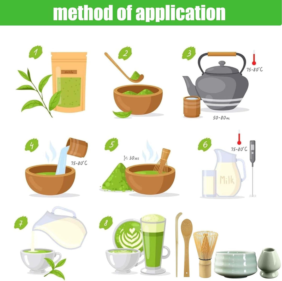 5 Stück Matcha Tee set, Matcha set mit Matcha Besen, Matcha Schale aus Keramik, Bambusbesen Matcha B