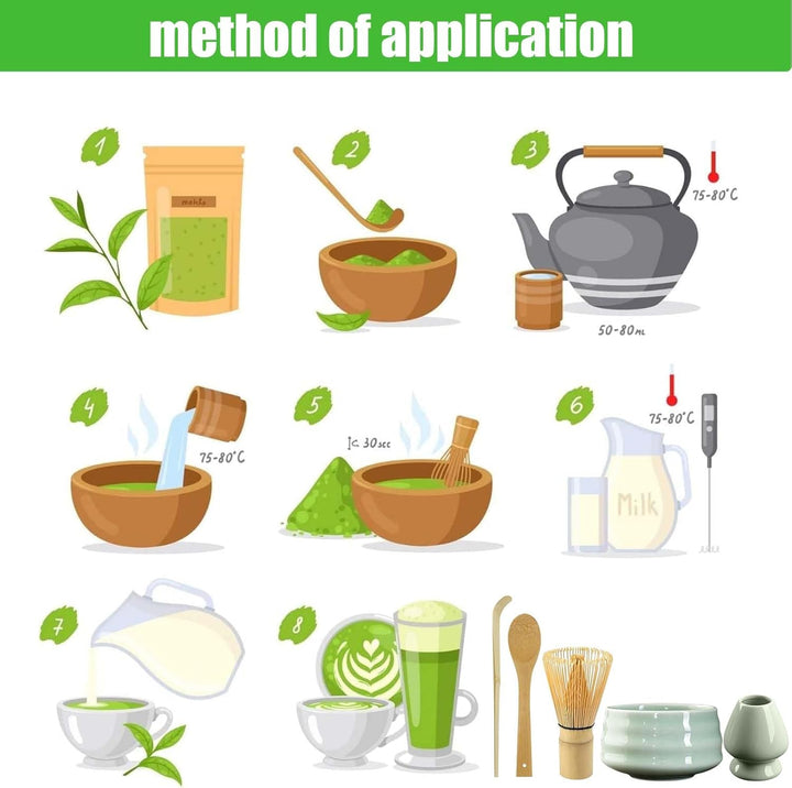 5 Stück Matcha Tee set, Matcha set mit Matcha Besen, Matcha Schale aus Keramik, Bambusbesen Matcha B