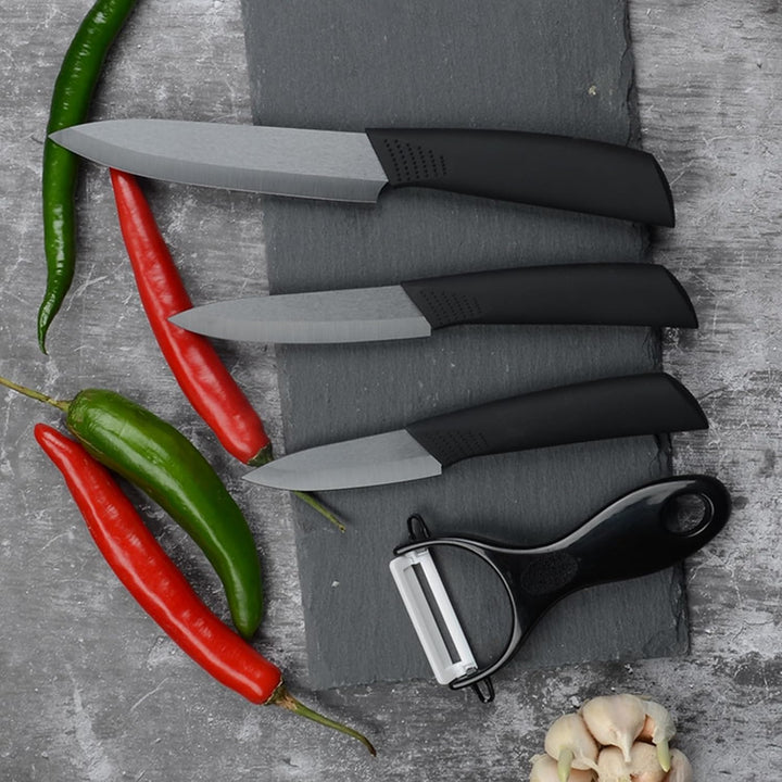 Keramikmesser Set, Ergonomischer Griff, Keramikmesser Set mit Schutzhülle (3 Teilig Keramik Messer u