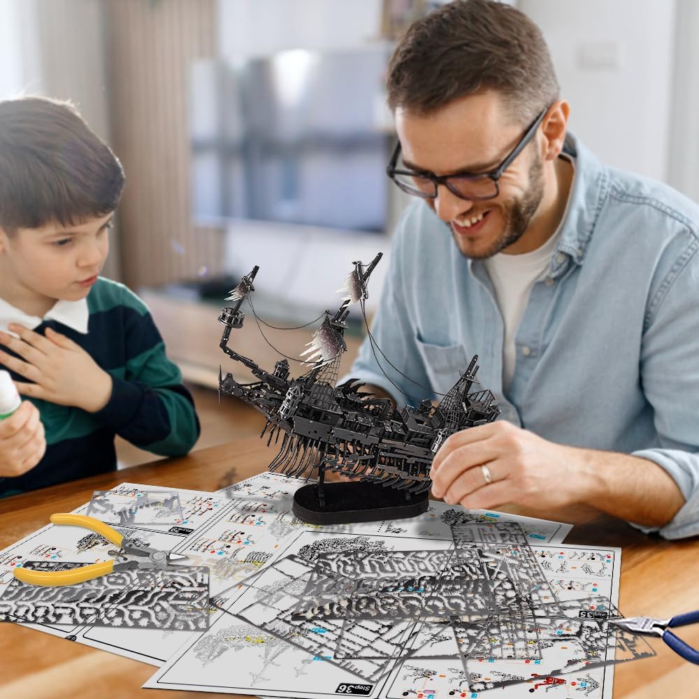 Piececool 3D Puzzle Metall, Abgründiger Geist Piratenschiff Modellbausatz Erwachsene, 3D-Puzzles zu