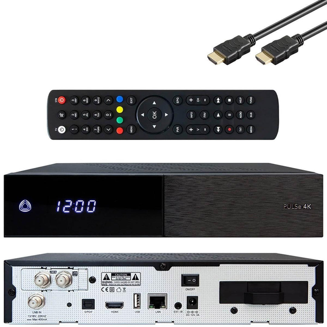 AB Pulse 4K UHD Sat Receiver (2X DVB-S2X Sat, Linux E2, PVR, H.265, HDR10, Ultra HD 2160p, 2 GB RAM