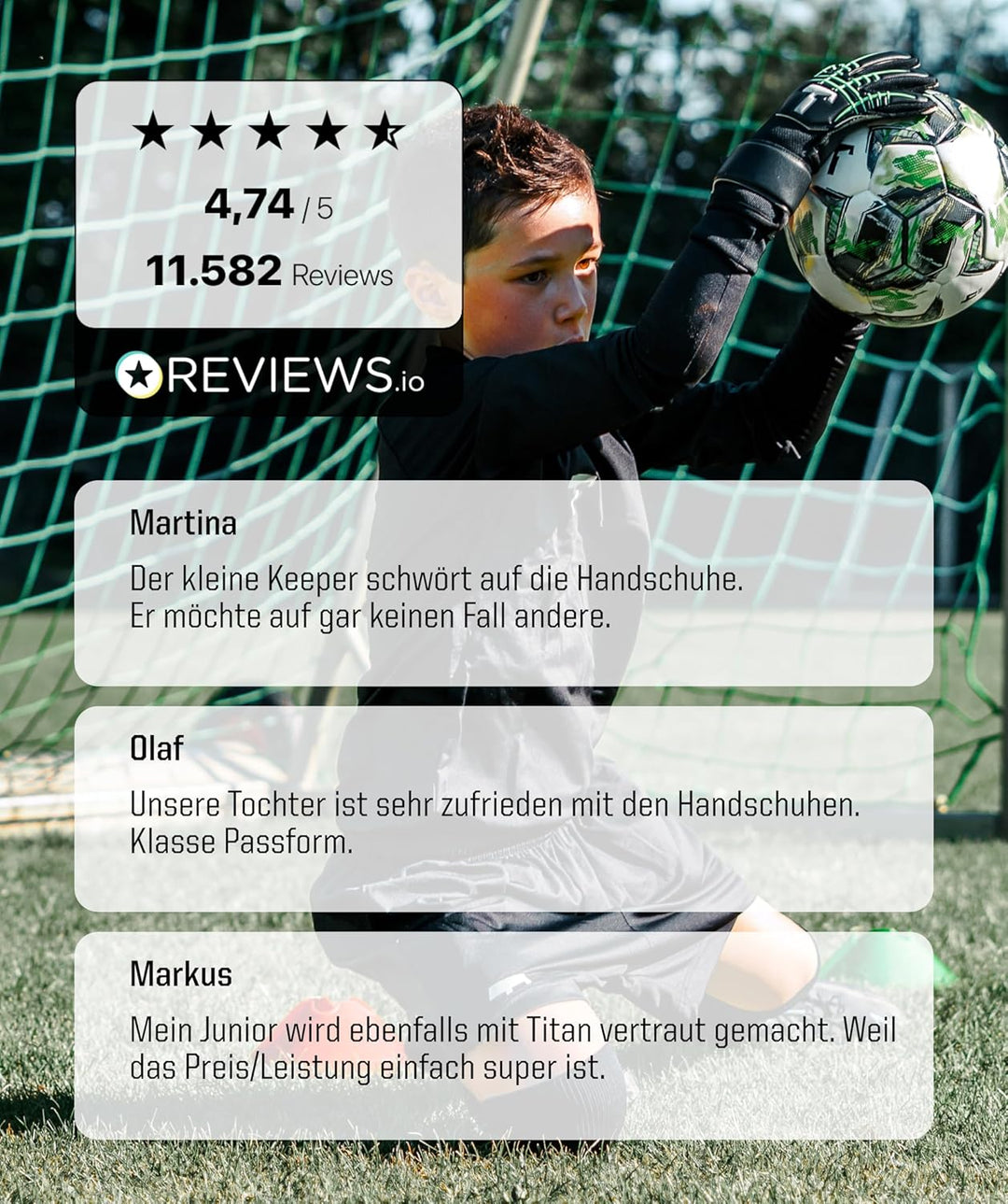 T1TAN Kinder Torwarthandschuhe mit Fingerschutz - Fussballhandschuhe für Kinder - Die Profis der Zuk