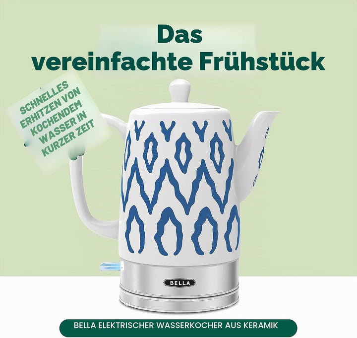 BELLA 1.5L Electric Ceramic Kettle - Blue Aztec Blau Aztec, Blau Aztec
