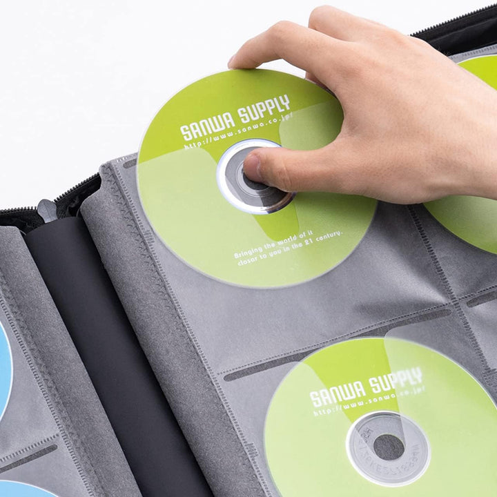SANWA CD Tasche 320 Kapazität, Tragbare CD/DVD/Blu-ray Aufbewahrung mit Reissverschluss und Griff, H
