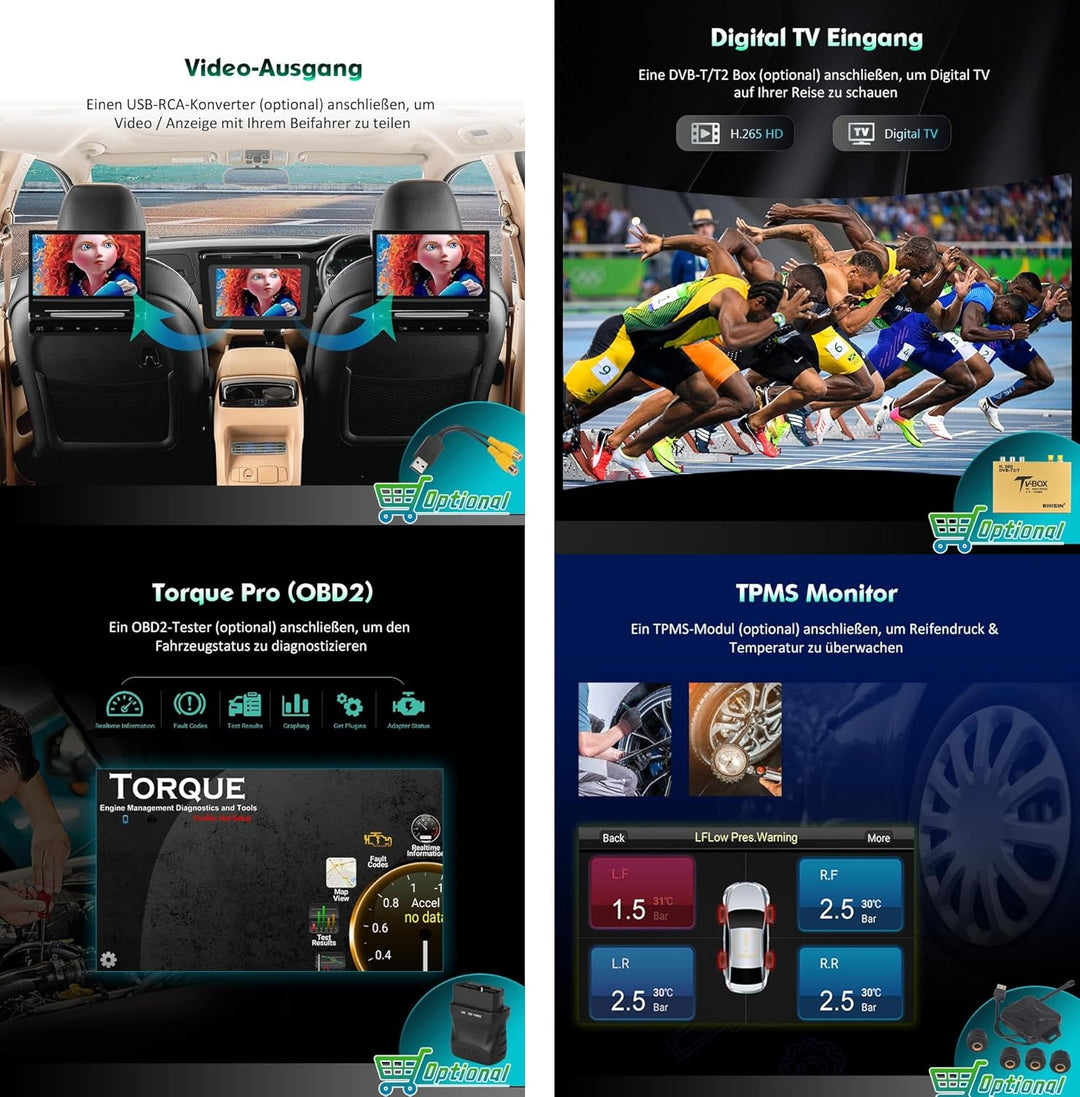 Erisin 8 Kern 4GB+64GB Android 14 Autoradio Für AUDI A4 S4 RS4 RNS-E SEAT EXEO mit GPS Navigation Un