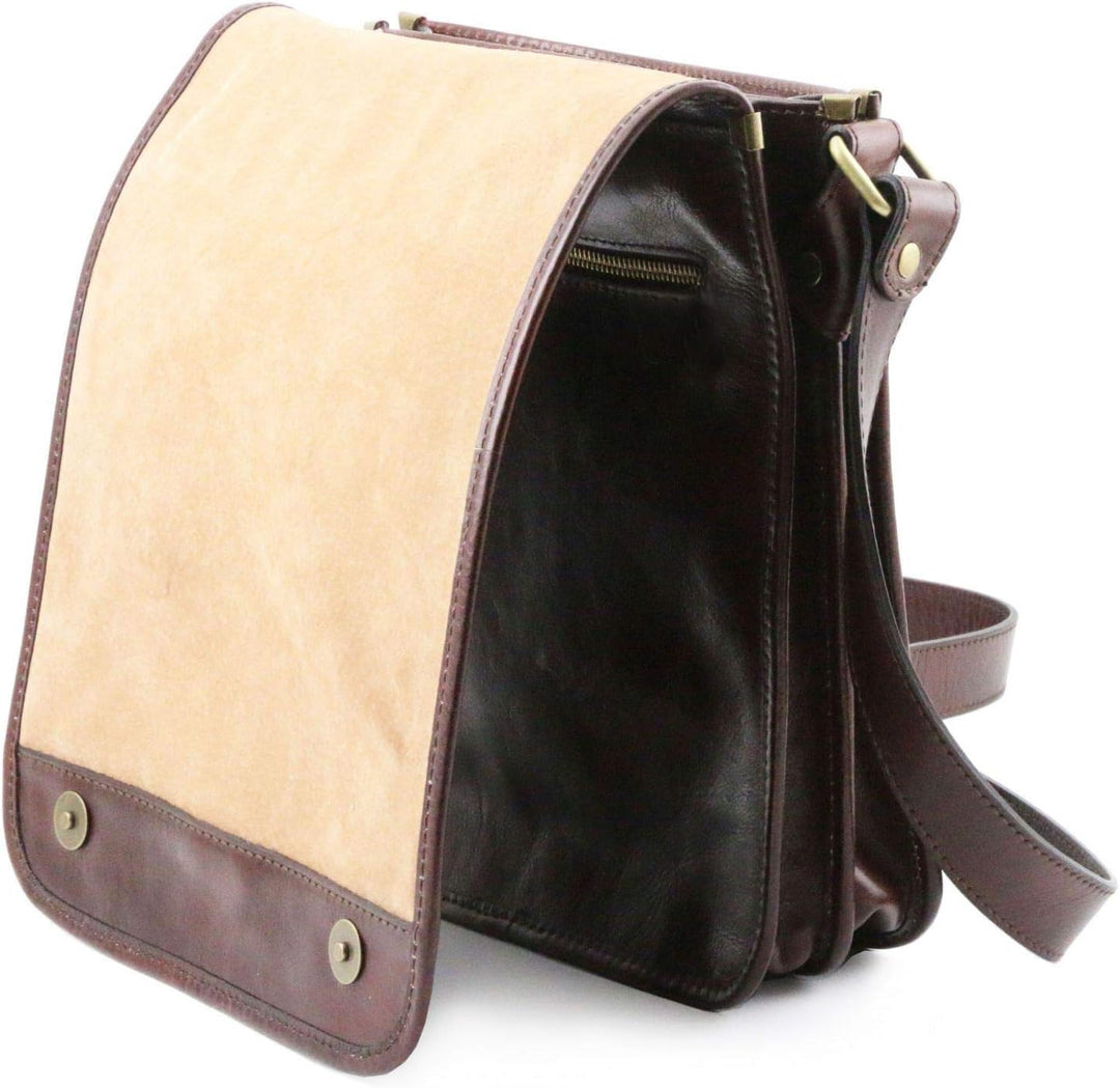 Tuscany Leather TL Messenger Umhängetasche aus Leder mit zwei Fächer Honig, Honig