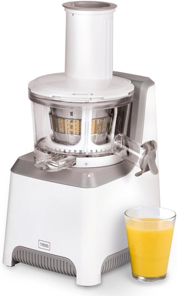 Trebs 99274 Elektrischer Langsam-Entsafter mit 2 Einsätzen für Saft und Sorbet, Fruchtpresse, 80 - 9