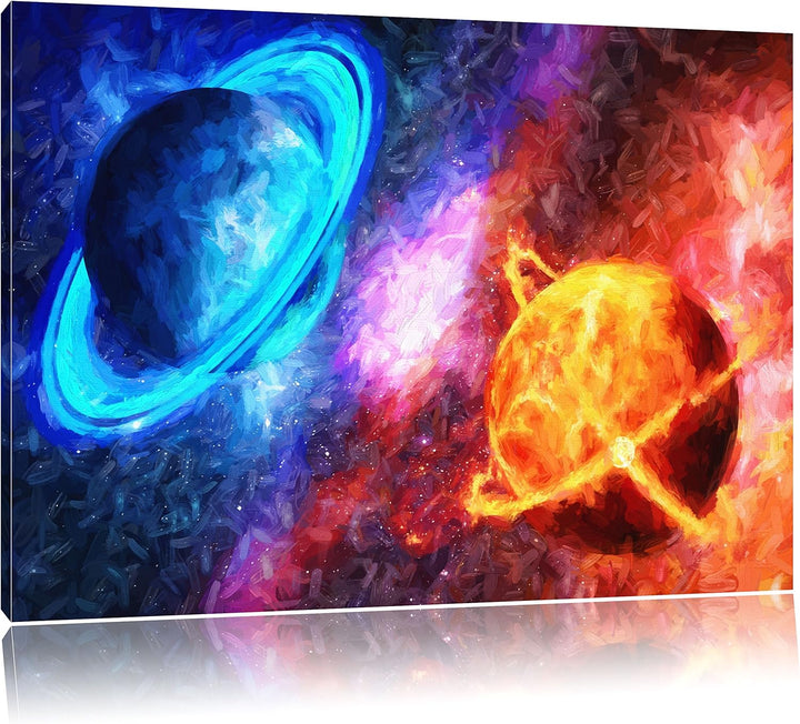 Pixxprint Ausgleich im Weltall Kunst / 100x70cm Leinwandbild bespannt auf Holzrahmen/Wandbild Kunstd