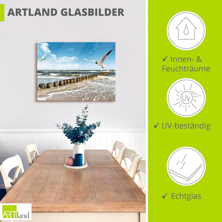 ARTland Glasbilder Wandbild Glas Bild einteilig 60x45 cm Querformat Strand Meer Maritim Landschaft S