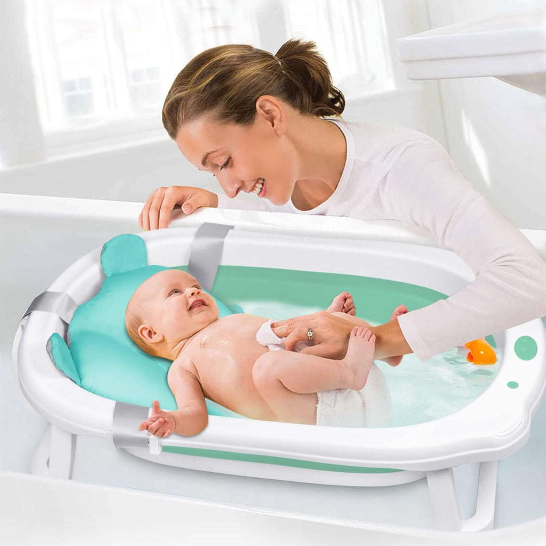 UISEBRT Faltbare Baby Badewanne Babywanne Kinderbadewanne Baby-Duschwanne mit Ergonomischem Badekiss
