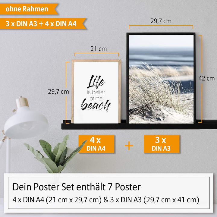 Hyggelig Home Premium Poster Set - 7 passende Bilder im stilvollen Set - Collage Bild Wand Deko - Se