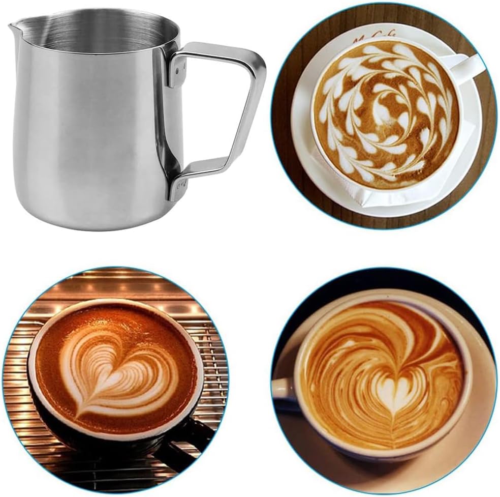 2 Stücke Milchkännchen, Milch Pitcher, Milchkännchen Edelstahl, Edelstahl Milch Aufschäumen Tasse, M