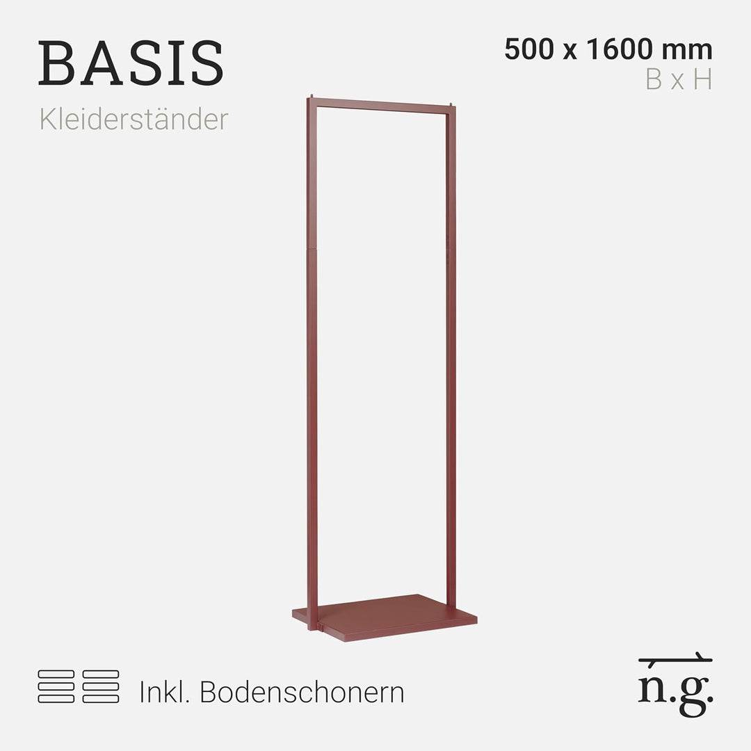 Natural Goods Berlin Kleiderständer BASIS (Dunkelrot, 50 cm) - Kleiderstange aus stabilem Metall - F