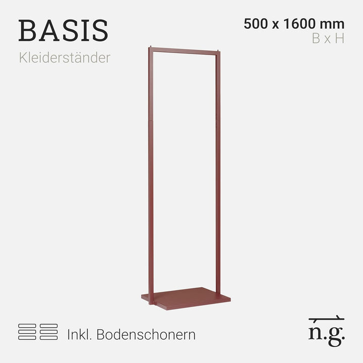 Natural Goods Berlin Kleiderständer BASIS (Dunkelrot, 50 cm) - Kleiderstange aus stabilem Metall - F