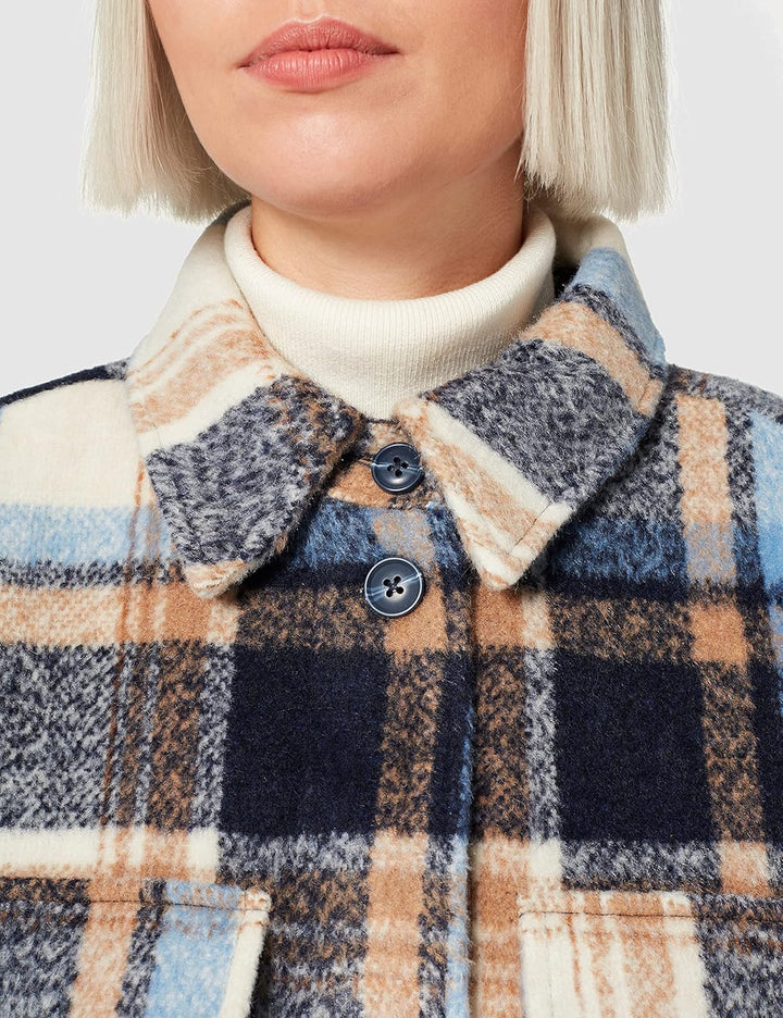 TOM TAILOR Denim Damen Oversize Mantel L 27603 - Cosy Blue Check, L 27603 - Cosy Blue Check