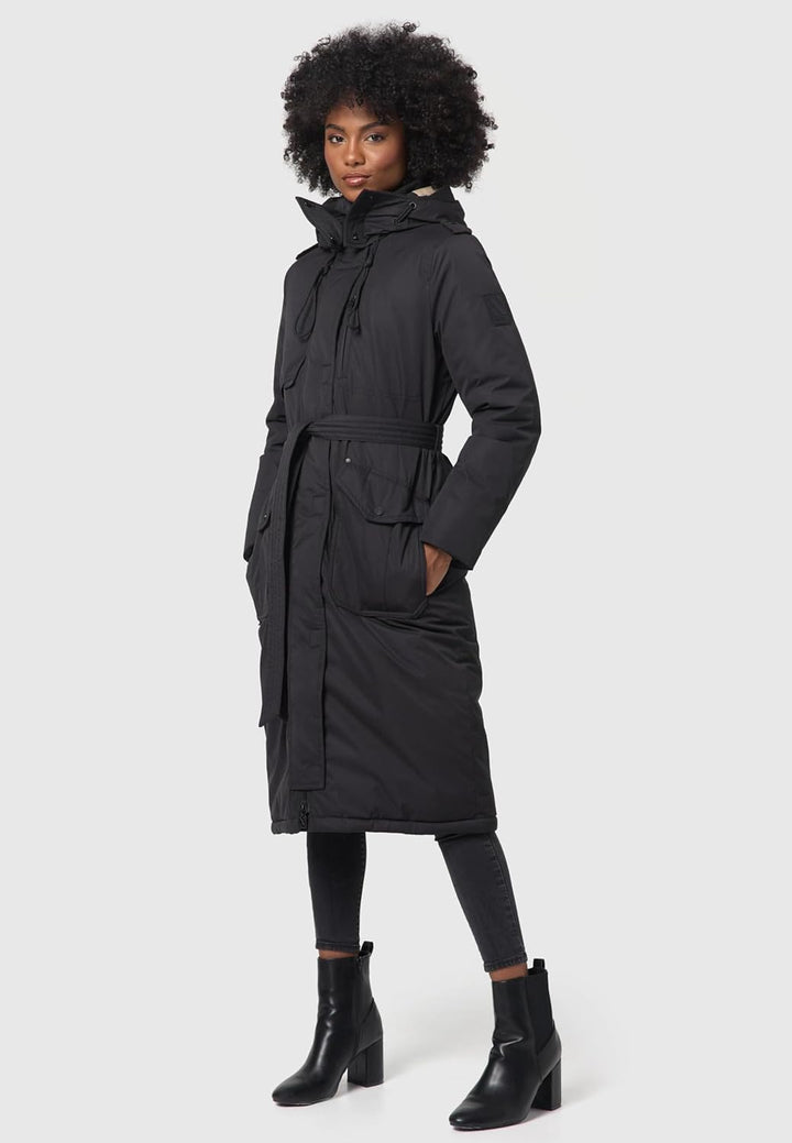 Navahoo Damen Wintermantel Warmer Parka lang mit hohem Kragen und weicher Kapuze Hokulanii XS-XXL XS
