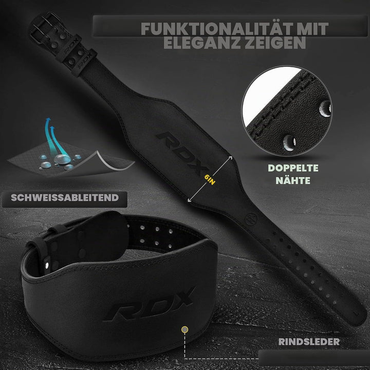 RDX Gewichthebergürtel Leder 4” und 6”, 10 Verstellbar Löcher Trainingsgürtel Schnalle, Powerlifitin